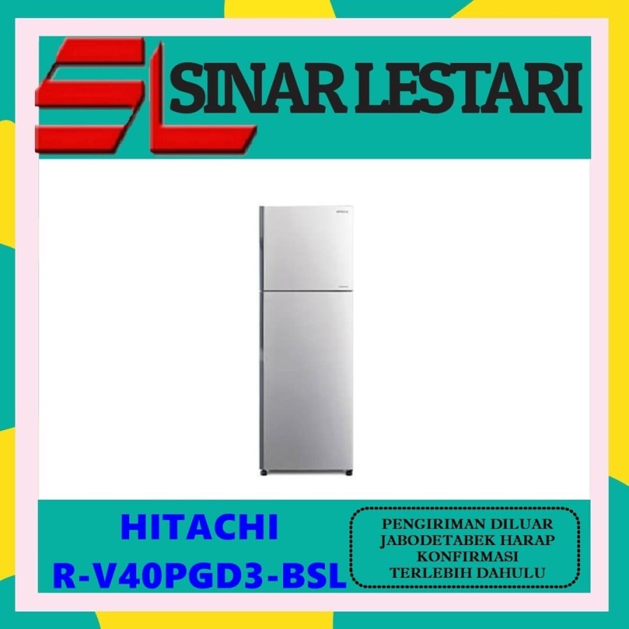 Kulkas Hitachi 2 Pintu R-V40PGD3-SLS 335Liter Digital Inverter