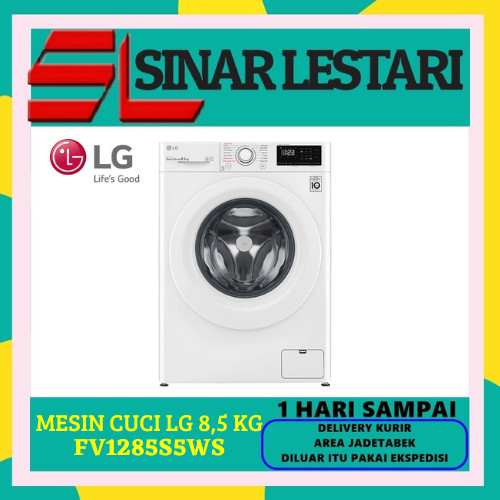 MESIN CUCI LG FV1285S5WS FRONT LOADING 8.5 KG INVERTER AI DD + STEAM