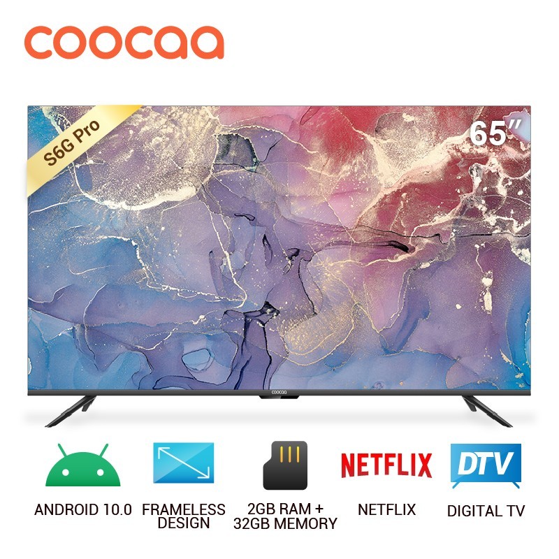 TV COOCA 656SG PRO 65 INCH ANDROID TV UHD 4K FRAMELESS DESIGN DIGITAL