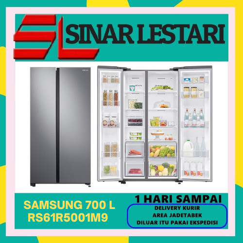 SAMSUNG RS61R5001M9 KULKAS SIDE BY SIDE 700 LITER SPACEMAX INVERTER