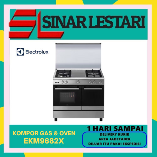 ELECTROLUX EKM9682X KOMPOR GAS DAN OVEN GAS 62 L FREESTANDING 90 CM