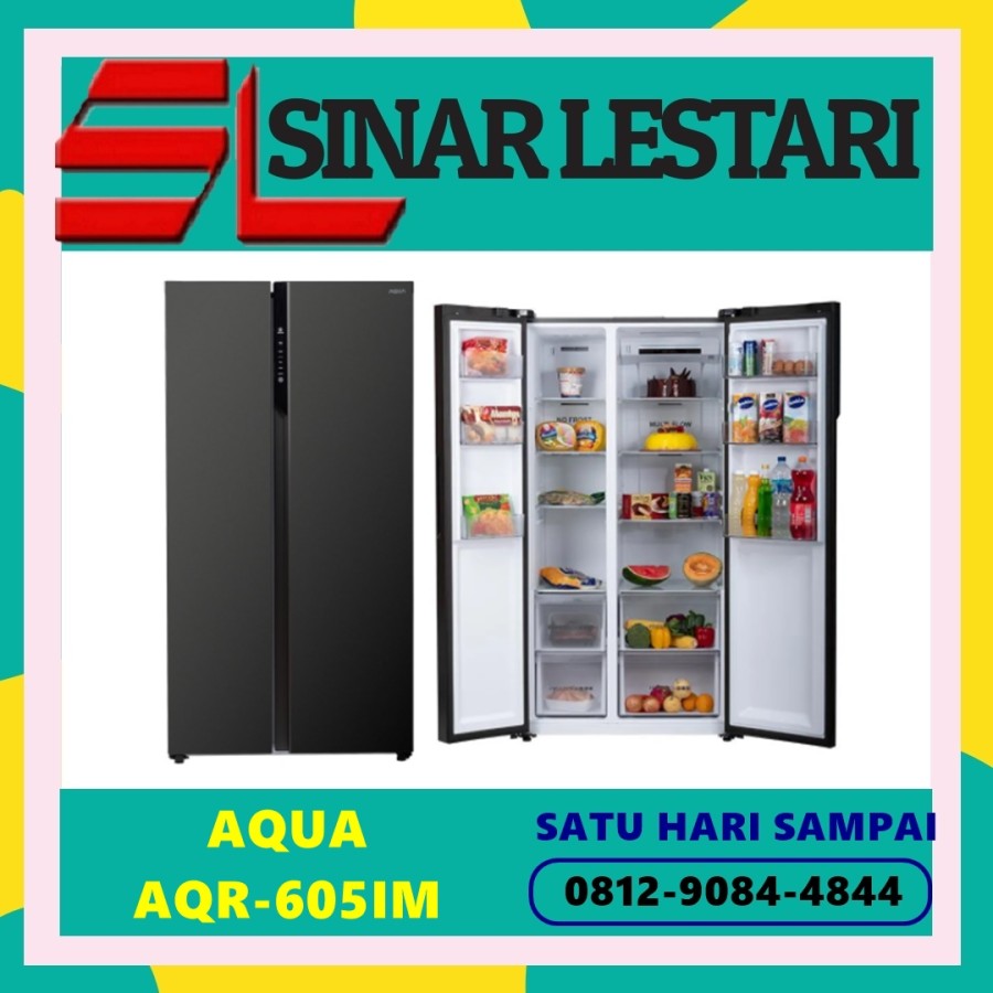 PROMO KULKAS AQUA AQR-605IM AQR 605IM SIDE BY SIDE KAP 541L