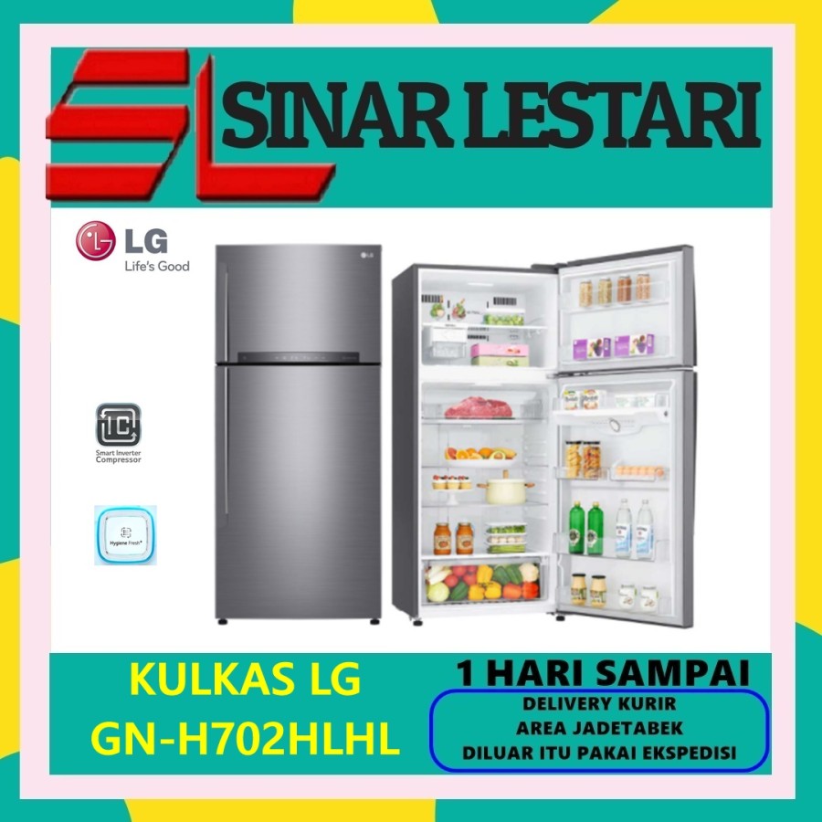 KULKAS LG GN-H702HLHL 2 PINTU 547 L SMART INVERTER LG THINQ WITH WIFI