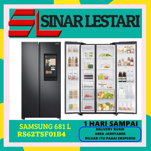 KULKAS SAMSUNG RS62T5F01B4 SIDE BY SIDE 628 L WITH SMART FAMILY HUB