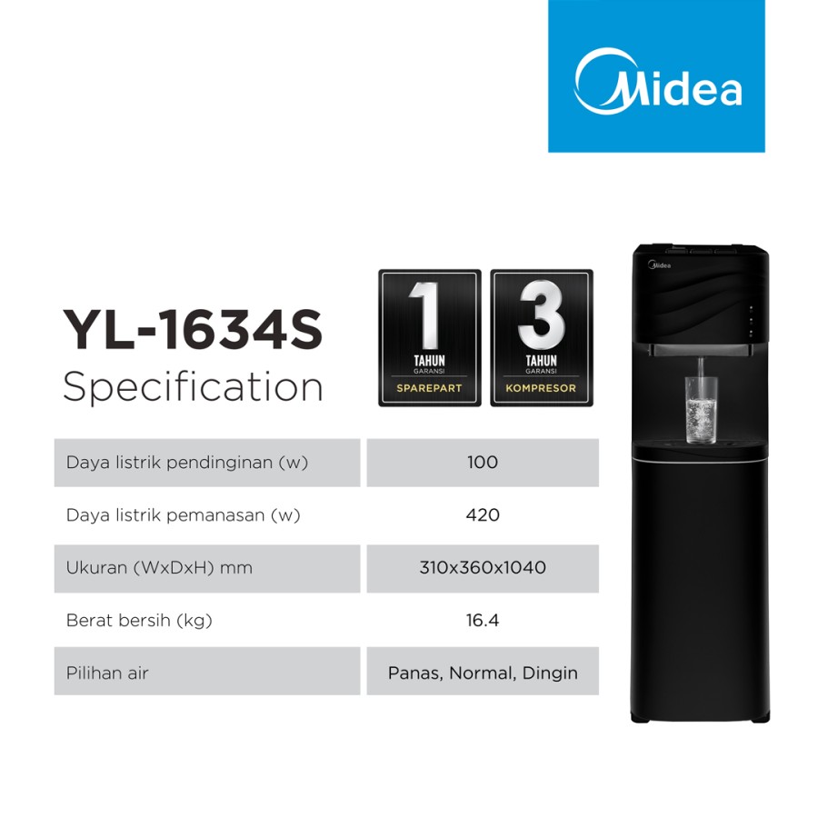 Water Dispenser YL1634S (Midea) / Dispenser Air Galon Bawah