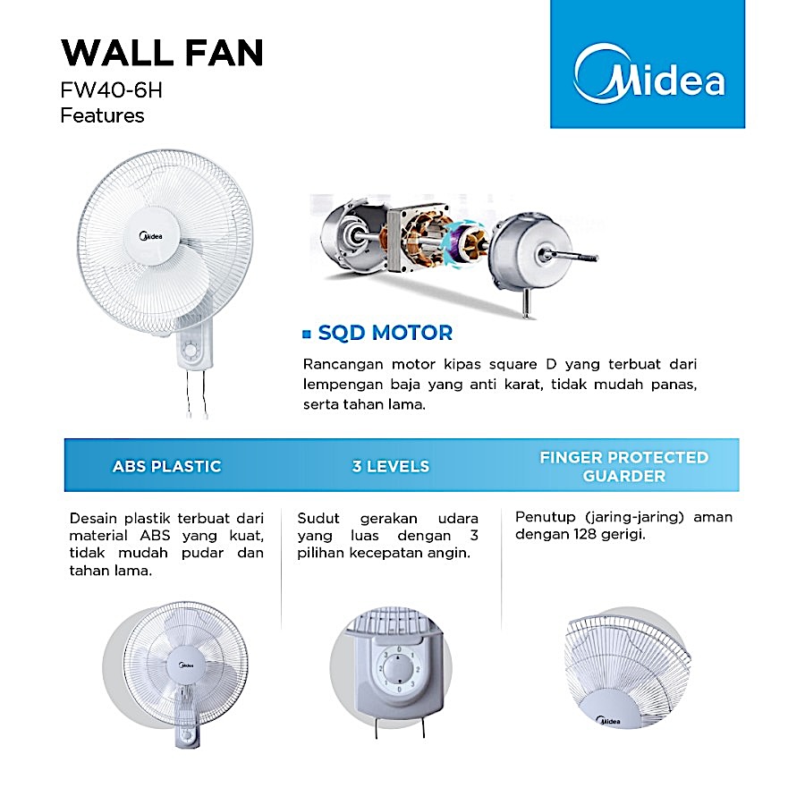Electric Fan FW40-6H (Midea) / Kipas Angin / Wall Fan / Kipas Dinding