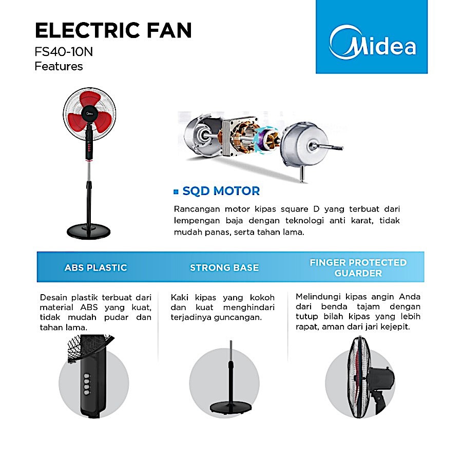 Electric Fan FS40-10N (Midea) / Kipas Angin / Standing Fan