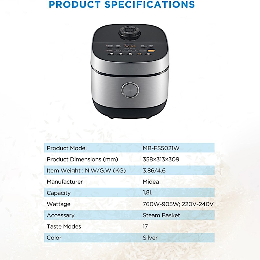 Digital Rice Cooker MB-FS502W1 (Midea) / Penanak Nasi
