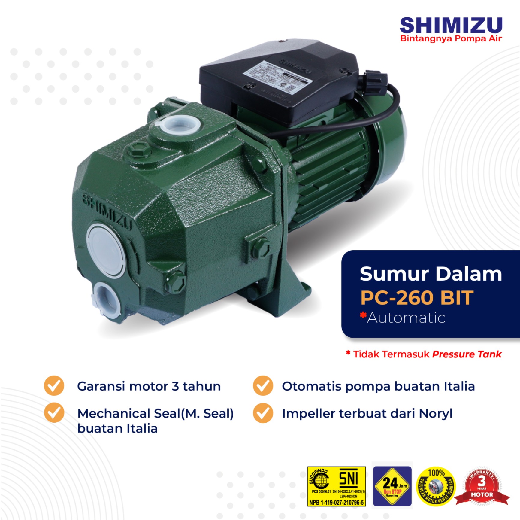 PC 260 BIT No Tank (Shimizu) / Deepwell Pump/ Pompa Sumur Dalam