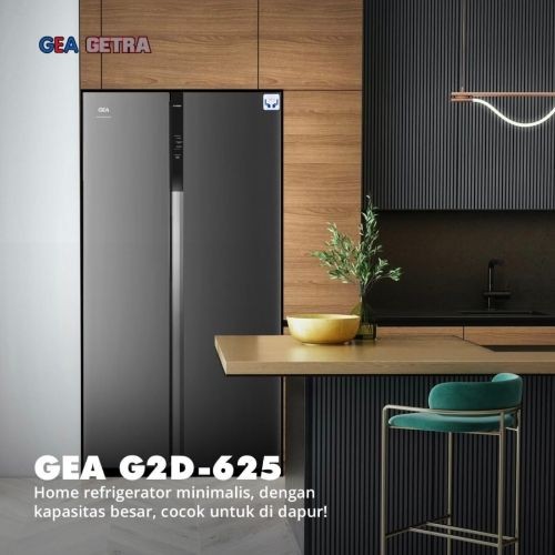 GEA G2D-623 INOX/BLACK KULKAS SIDE BY SIDE INVERTER 623L G2D623