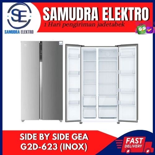 GEA G2D-623 INOX/BLACK KULKAS SIDE BY SIDE INVERTER 623L G2D623