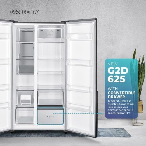 GEA G2D-623 INOX/BLACK KULKAS SIDE BY SIDE INVERTER 623L G2D623