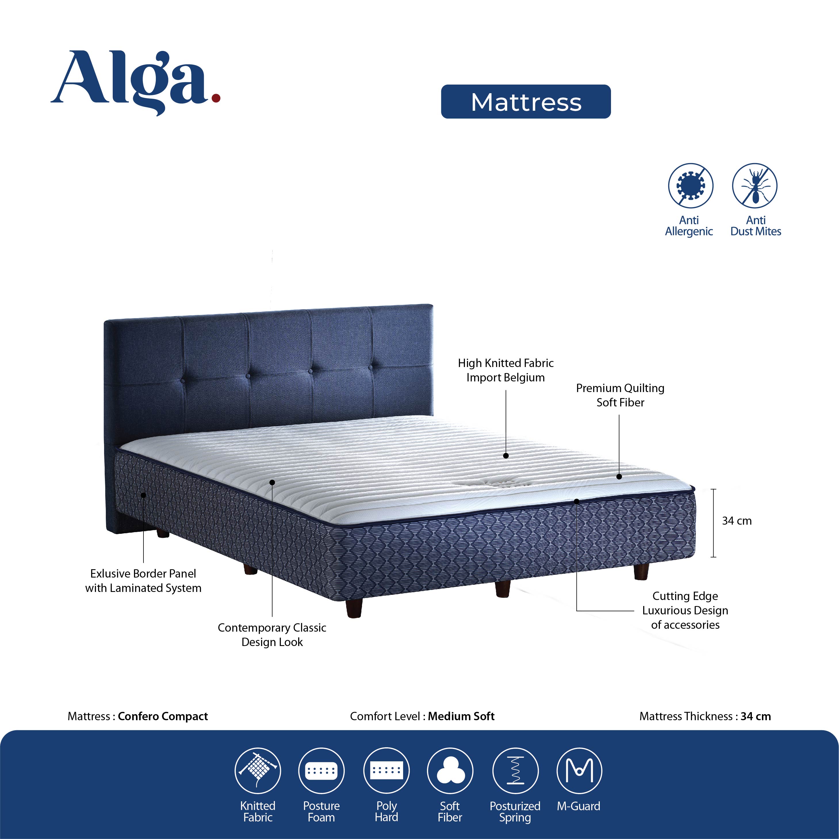 ALGA Confero Compact Bed + Sandaran