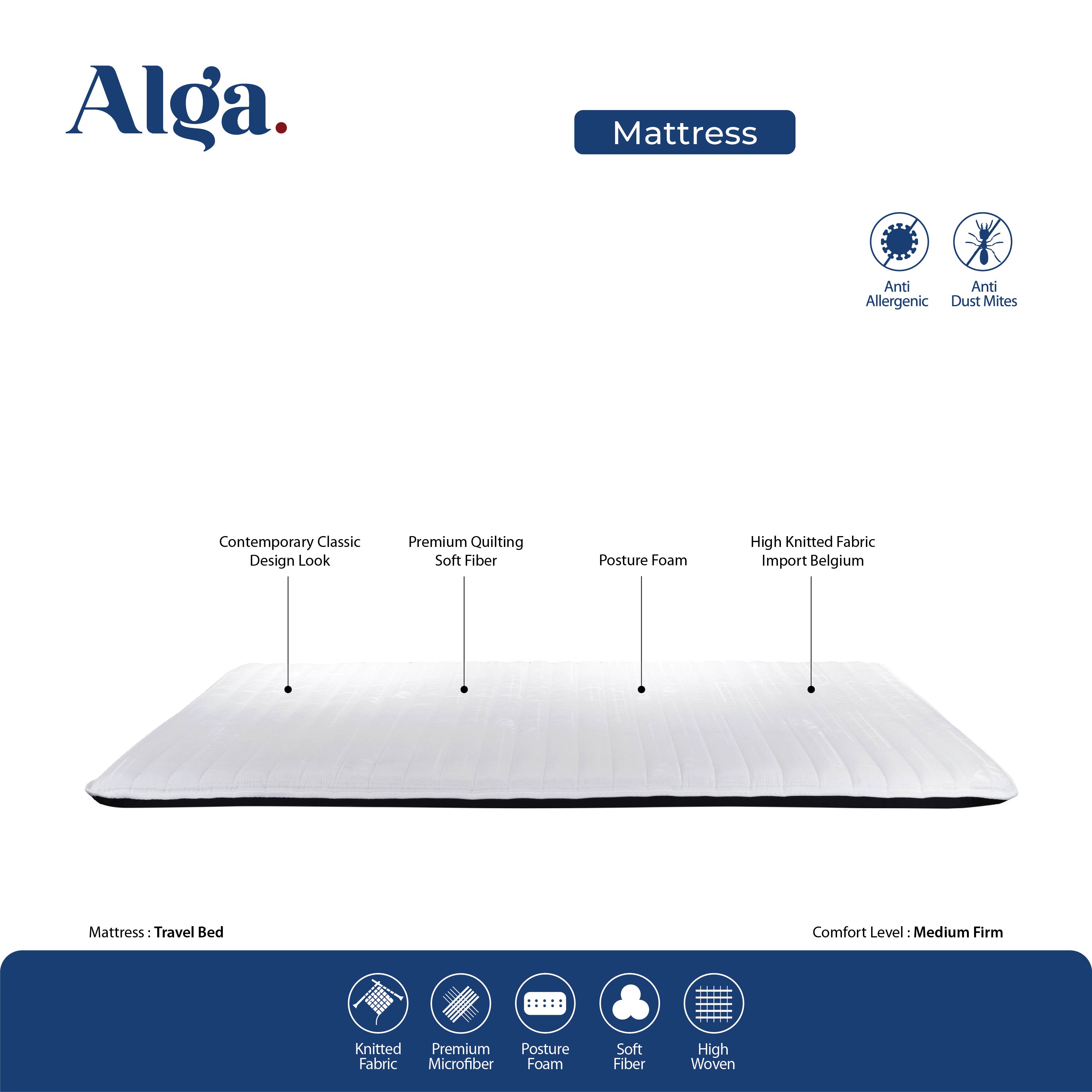 ALGA Travel Bed Jacquard 100x200