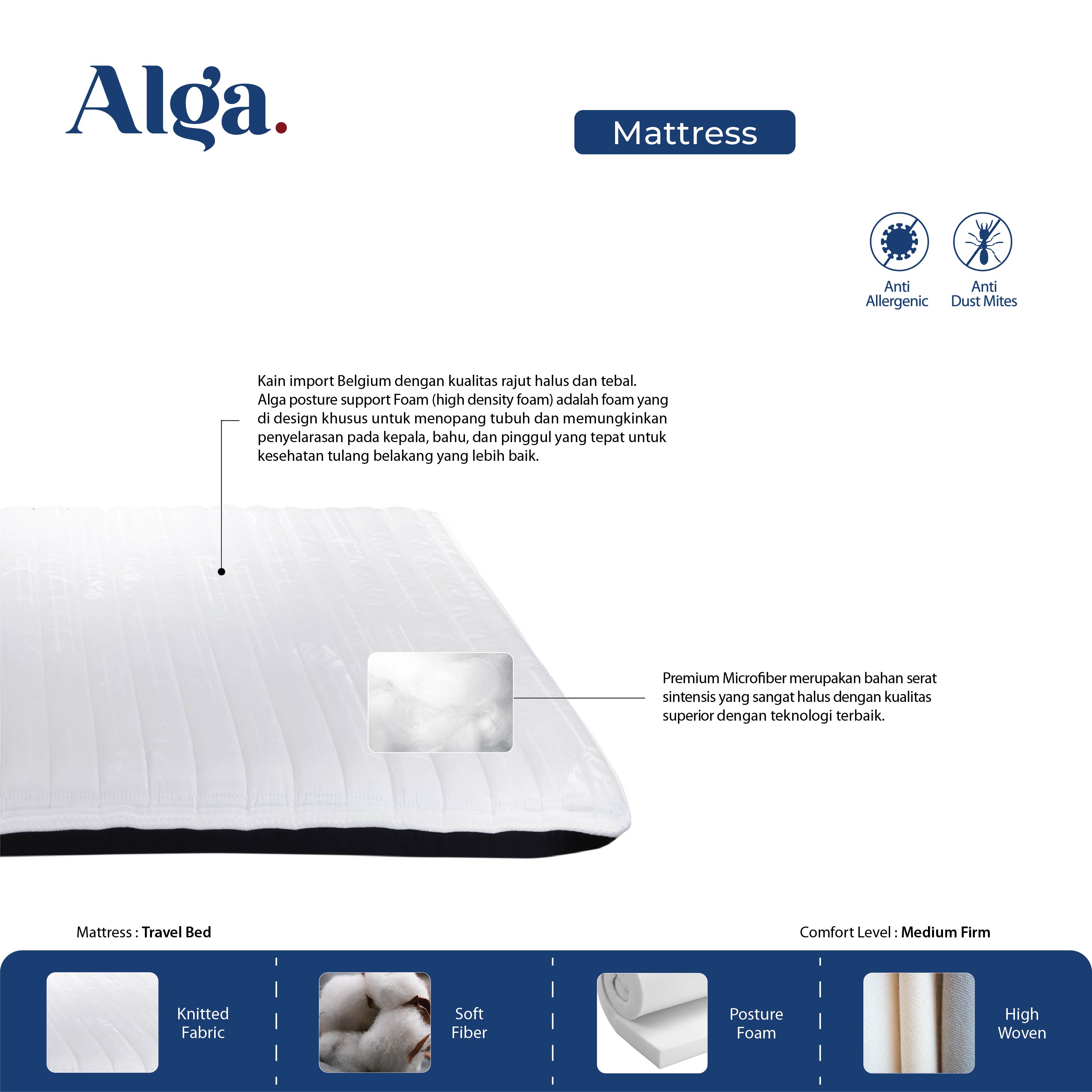 ALGA Travel Bed Jacquard 100x200