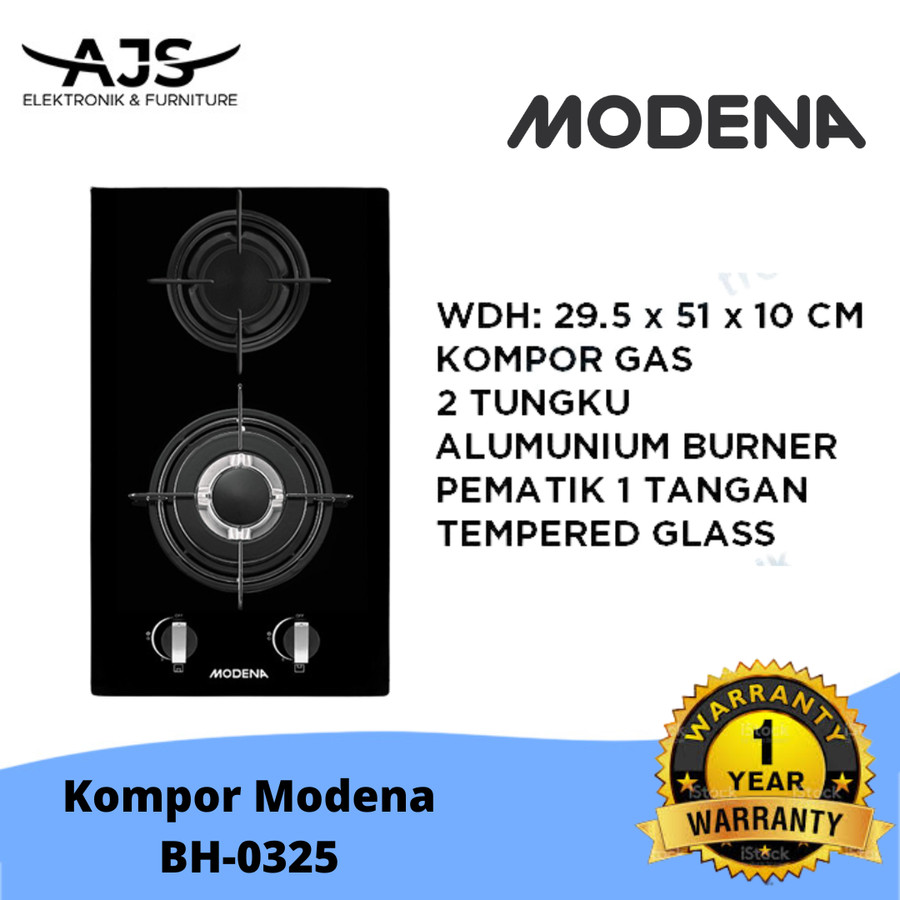 MODENA BH 0325 Kompor Gas 2tungku 30cm Original - BH 0325