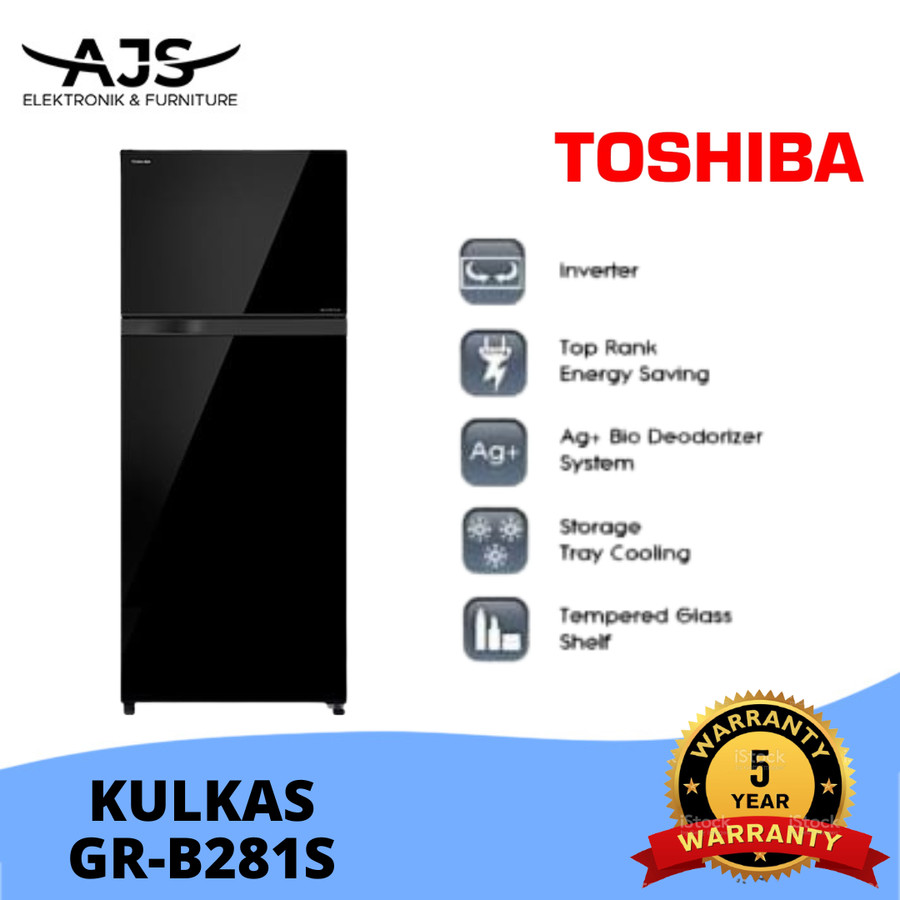 KULKAS TOSHIBA 2 PINTU GR-B 281 S 226 L INVERTER