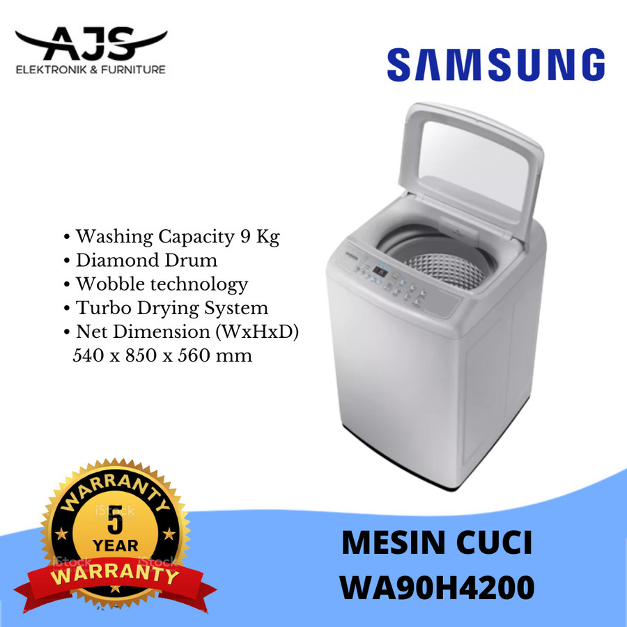 MESIN CUCI SAMSUNG WA90H4200 TOP LOADING 9KG WOBBLE WA90H4200SG