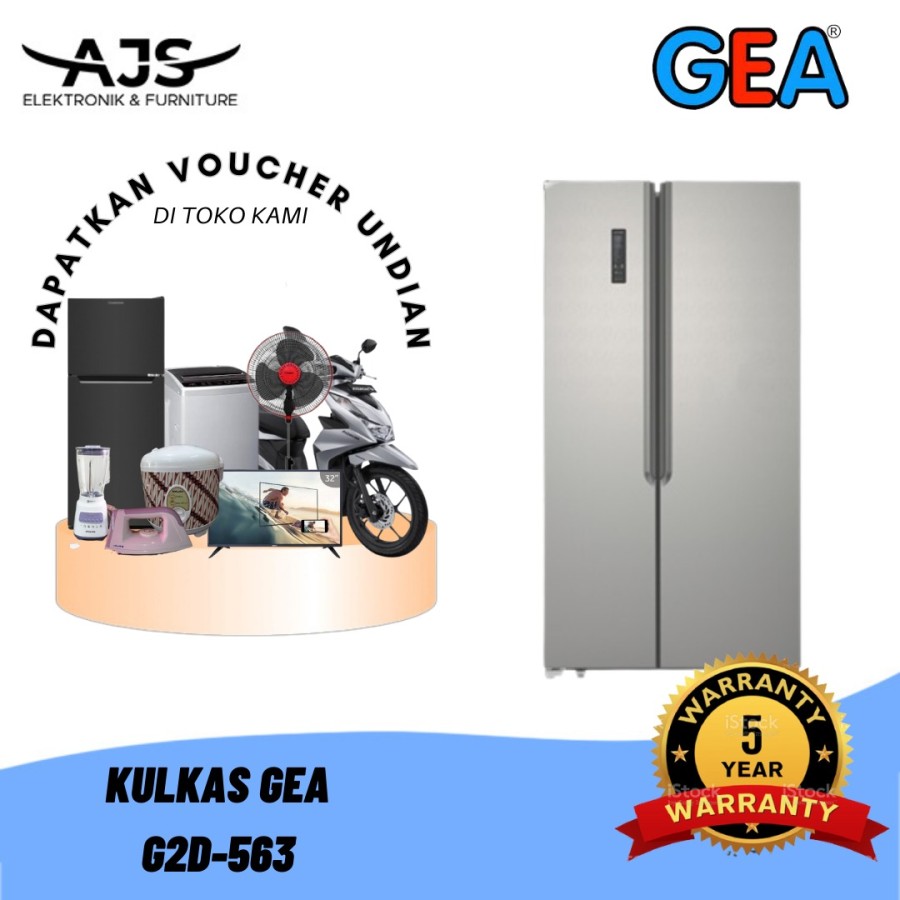 KULKAS GEA G2D-563 KULKAS 2 PINTU SIDE BY SIDE MURAH G2D-563