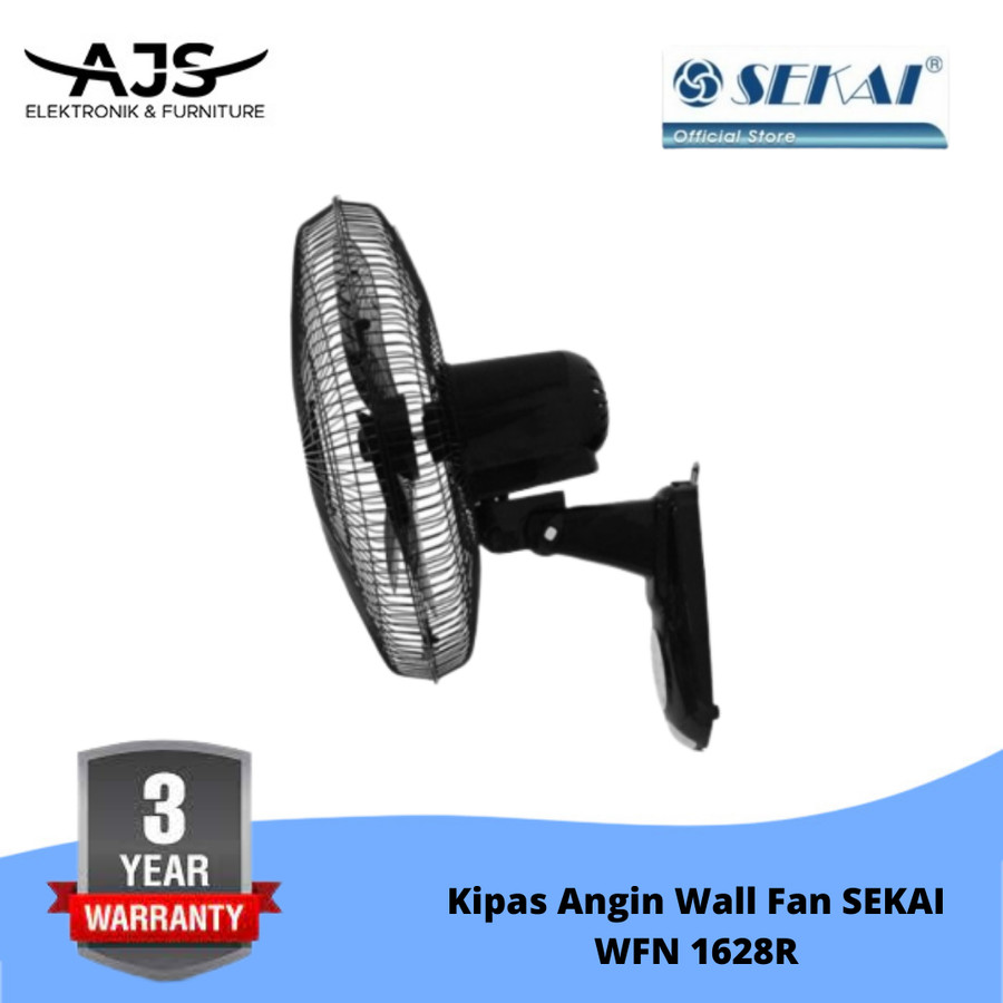 SEKAI Kipas Angin Wall Fan - WFN 1628 with Remote Control - Black