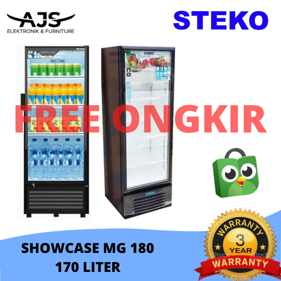 SHOWCASE STEKO MG 180 3 RAK COOLER KULKAS LOW WATT NO FROST