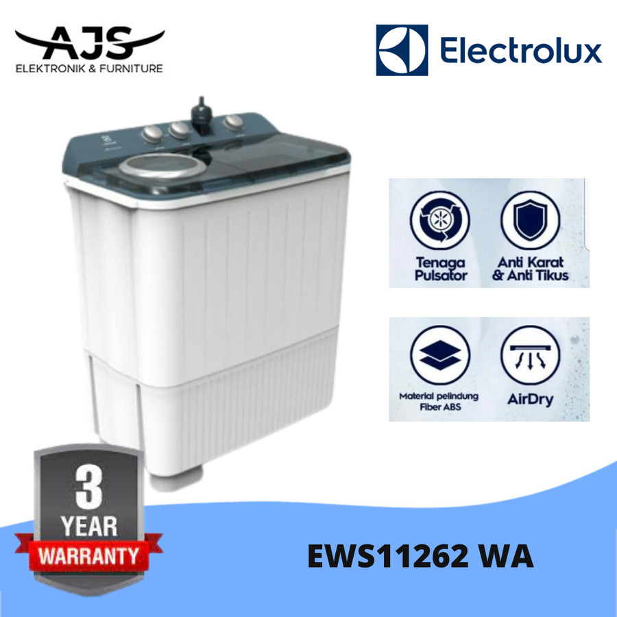 Electrolux Mesin Cuci 2 Tabung 10KG EWS11262WA / EWS 11262 WA /11262WA