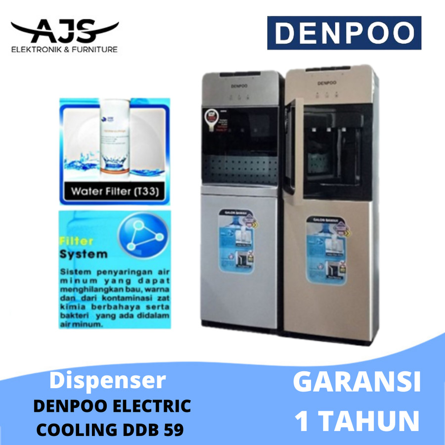DISPENSER DENPOO AQUAZONE COMPRESSOR SELF CLEANING GALON BAWAH GARANSI