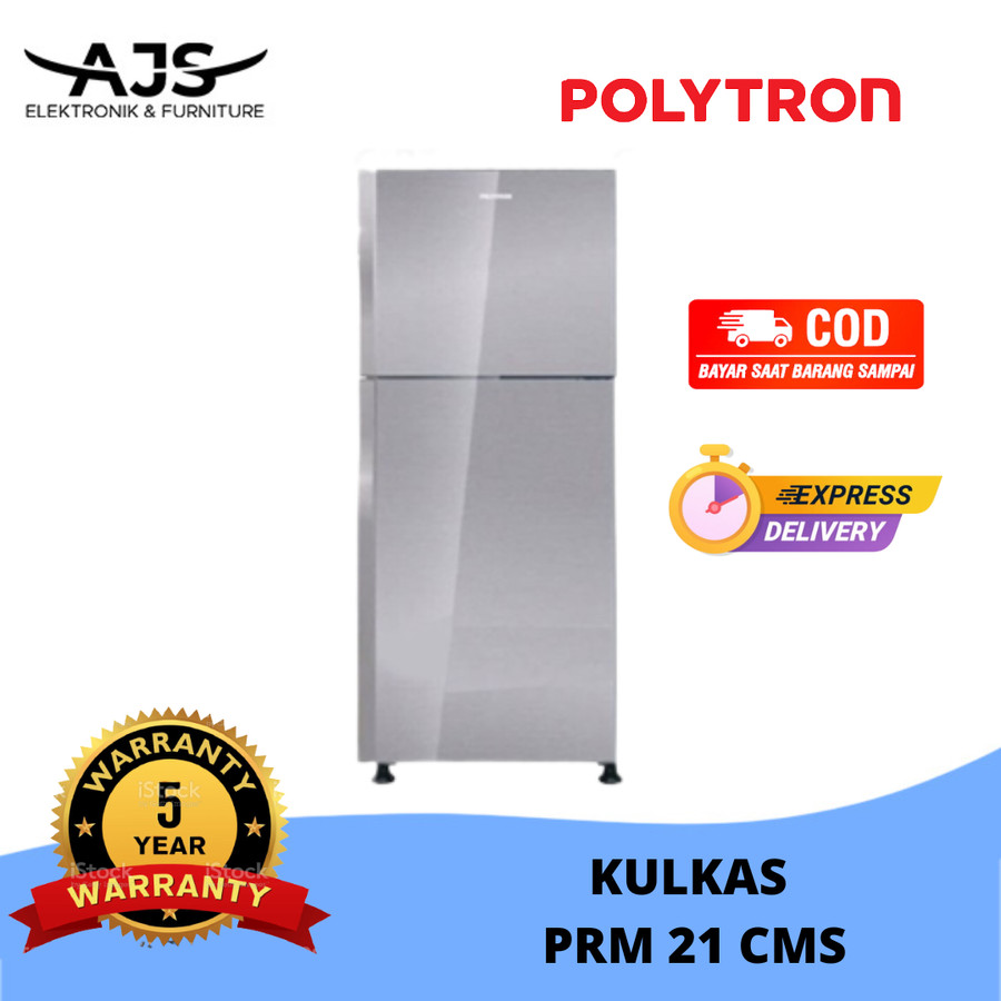 POLYTRON Kulkas 2 Pintu 220 Liter PRM 21 CMS BELEZZA Glass Door