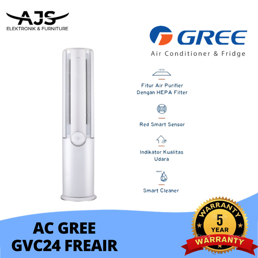 GREE AC Floor Standing 3PK GVC-24 FREAIR R32 HEPA Filter Purifier