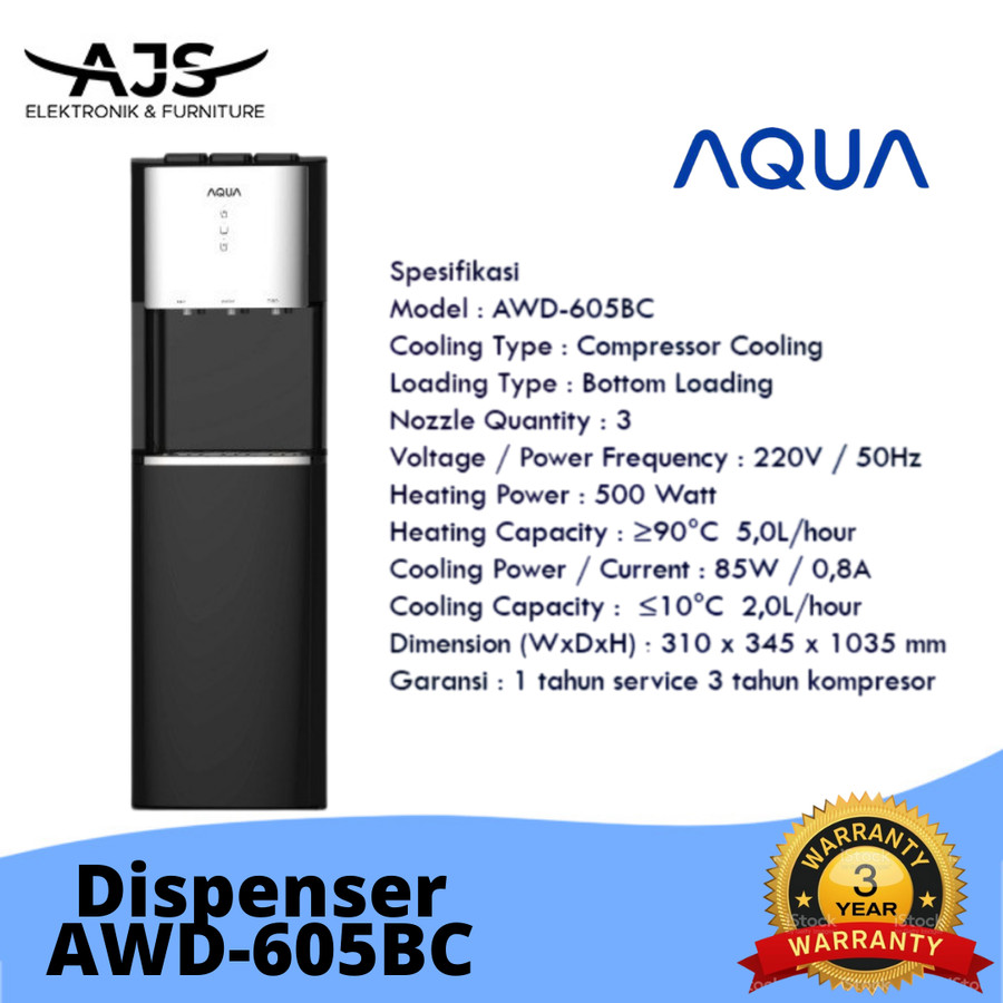 AQUA DISPENSER AWD 605 BC DISPENSER GALON BAWAH KOMPRESOR