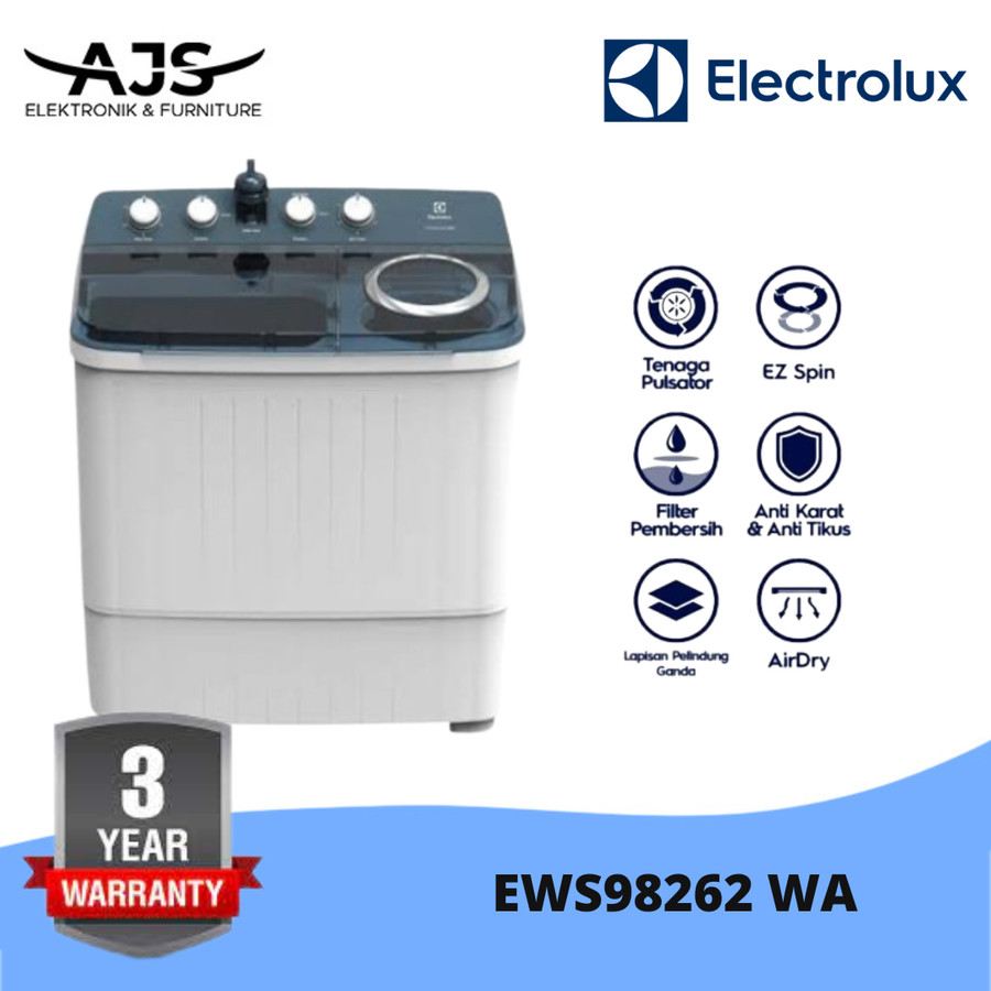 Electrolux Mesin Cuci 2 Tabung 8KG EWS98262WA / EWS 98262 WA
