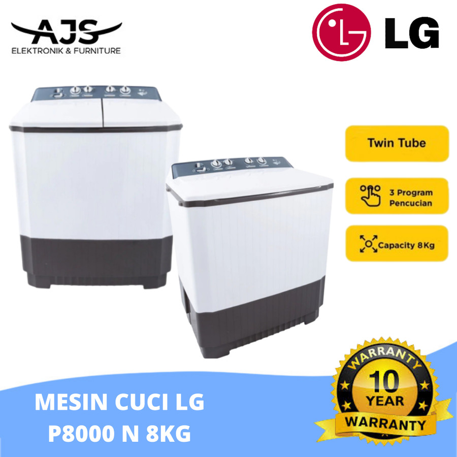LG Mesin Cuci 2 Tabung 8KG P 8000N / P8000N / P 8000 N