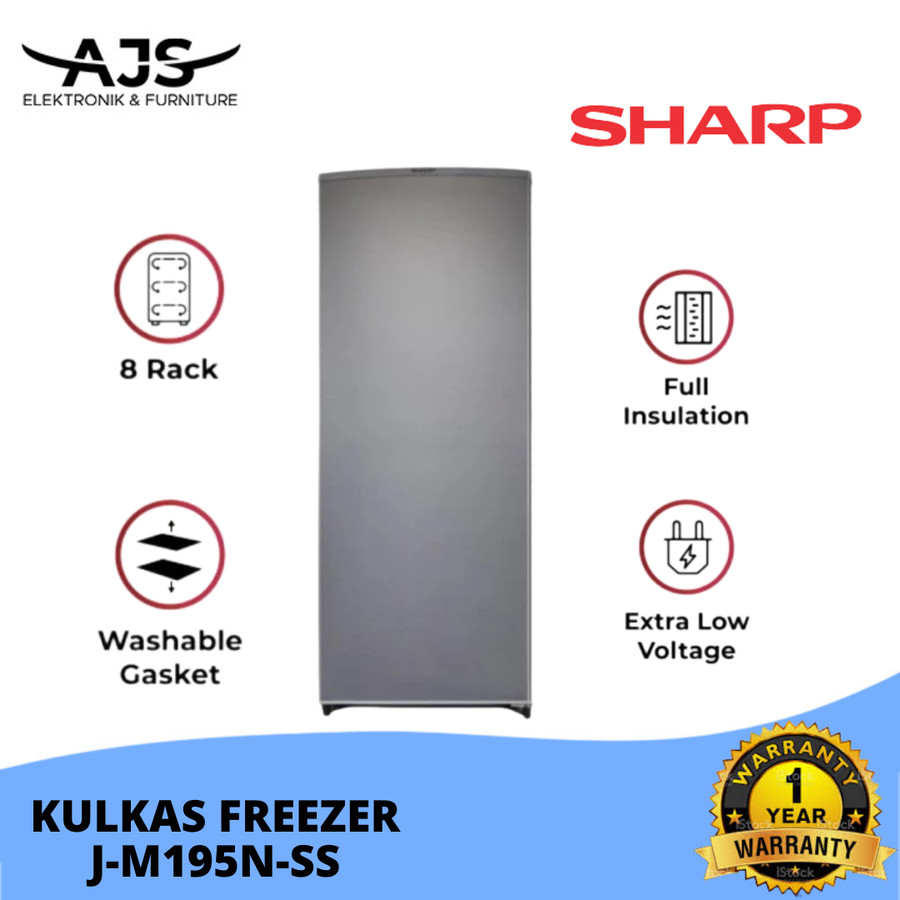 Sharp Freezer Es Batu 8 Rak FJM 195 / FJ-M195N-SS / FJM195 / FJM 195N