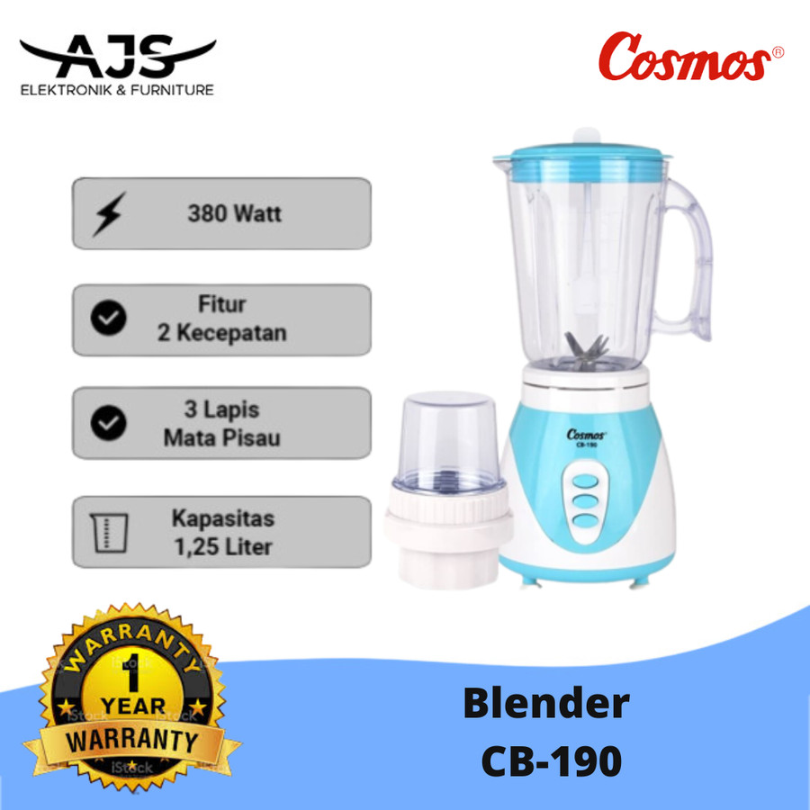 Blender Cosmos Trinity Gelas Plastik 1,5 Liter 2 in 1 CB190