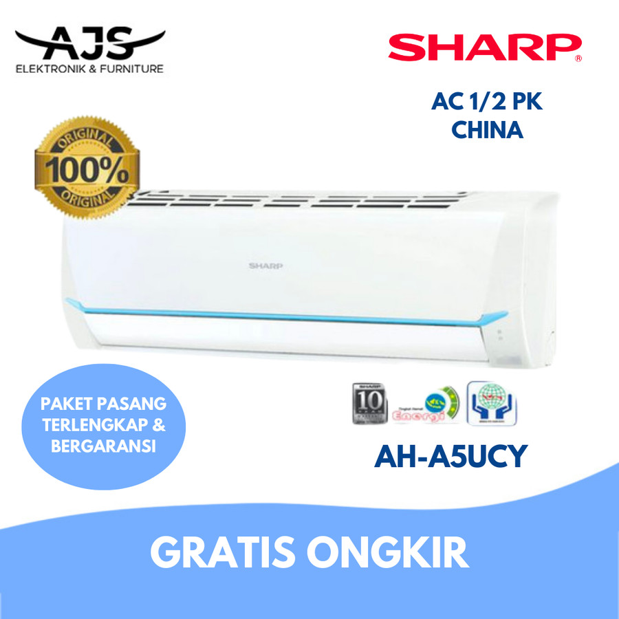 AC SHARP 05UCY 1/2 PK FREE ONGKIR GARANSI RESMI TERMURAH
