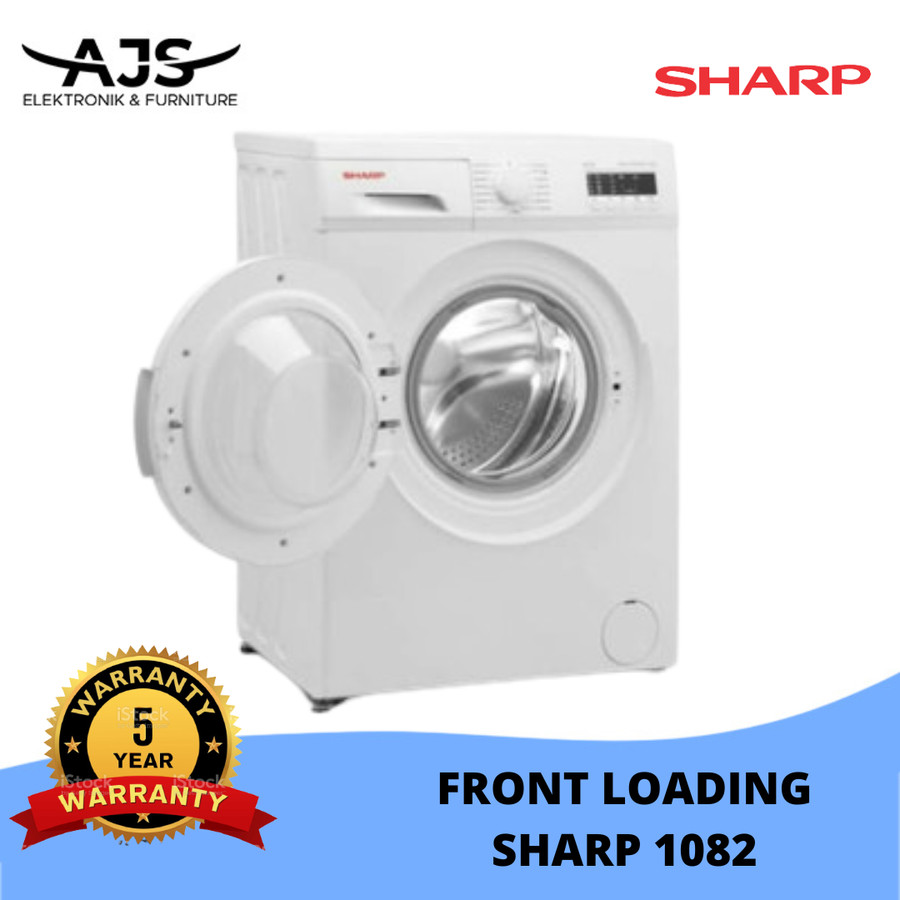 MESIN CUCI 1 TABUNG FRONT LOADING SHARP ESFL 1082 8 KG