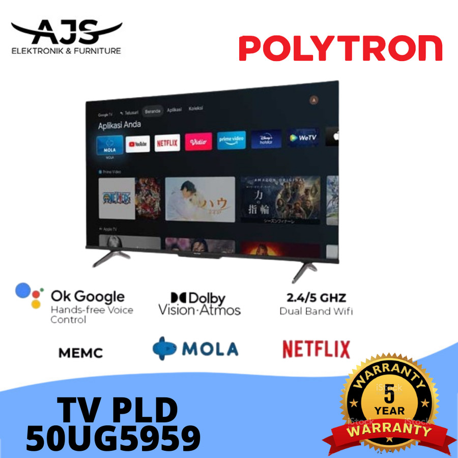 POLYTRON 50UG5959 4K UHD Smart Google TV 50 Inch PLD 50UG5959