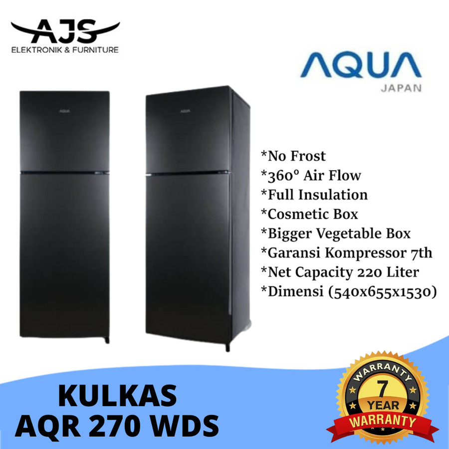 KULKAS AQUA AQR-D270WDS 2 PINTU 270WDS