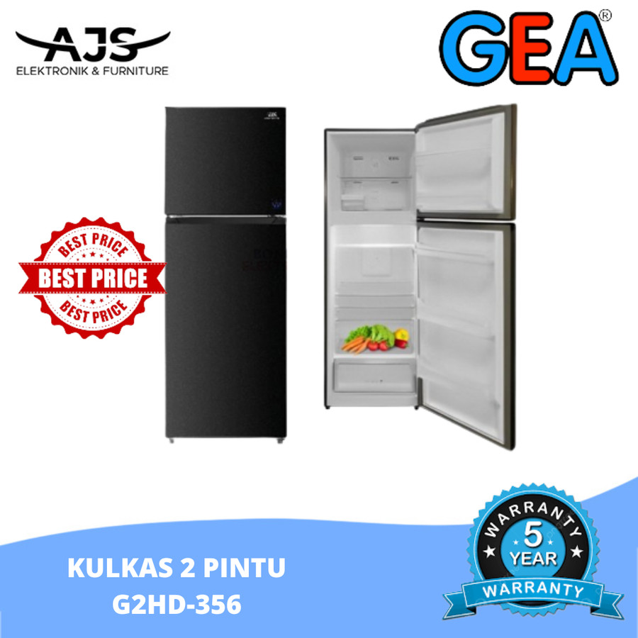 Kulkas GEA 2 Pintu G2HD 356 / G2HD356 BLACK INOX No Frost