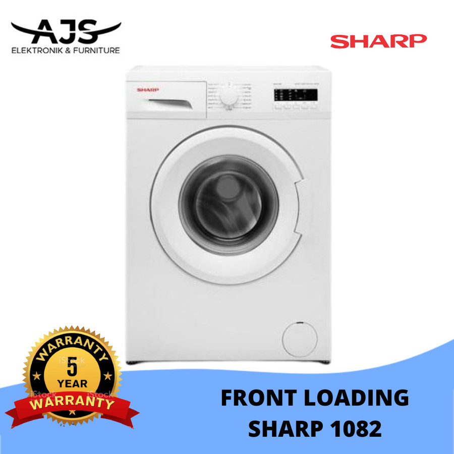 MESIN CUCI 1 TABUNG FRONT LOADING SHARP ESFL 1082 8 KG