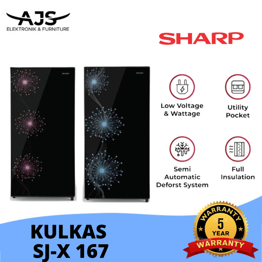 Kulkas 1 Pintu Sharp Sjx 167 Glossy Door Low Watt Defrost