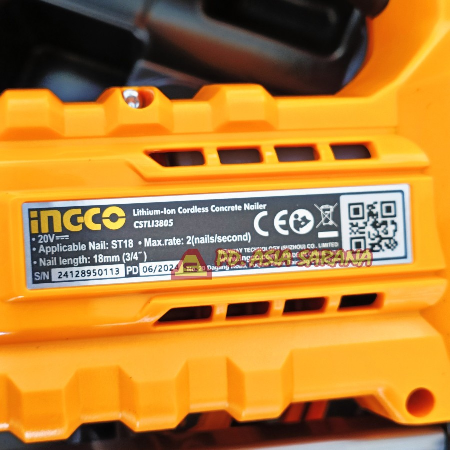 COMBO Cordless Concrete Brad Nailer Hekter 20V Paku Tembok INGCO COSLI240301 P20S