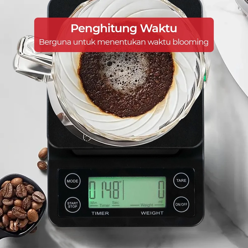 Timbangan Dapur 3kg 0.1g Timer Digital Coffee Scale Kopi Kitchen NS-CF1