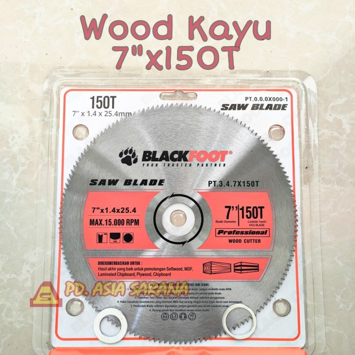 Circular Saw Blade 7" x 150T BLACKFOOT Mata Potong Gergaji Kayu Inch