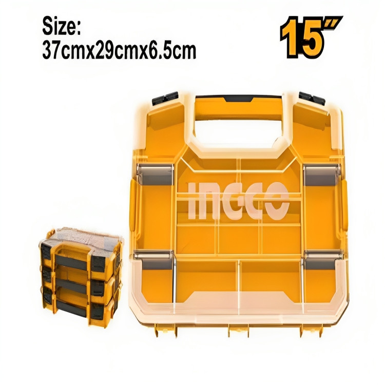 Stackable Box 15" Inch Kotak Susun INGCO PBX1511 Organizer Storage PVC