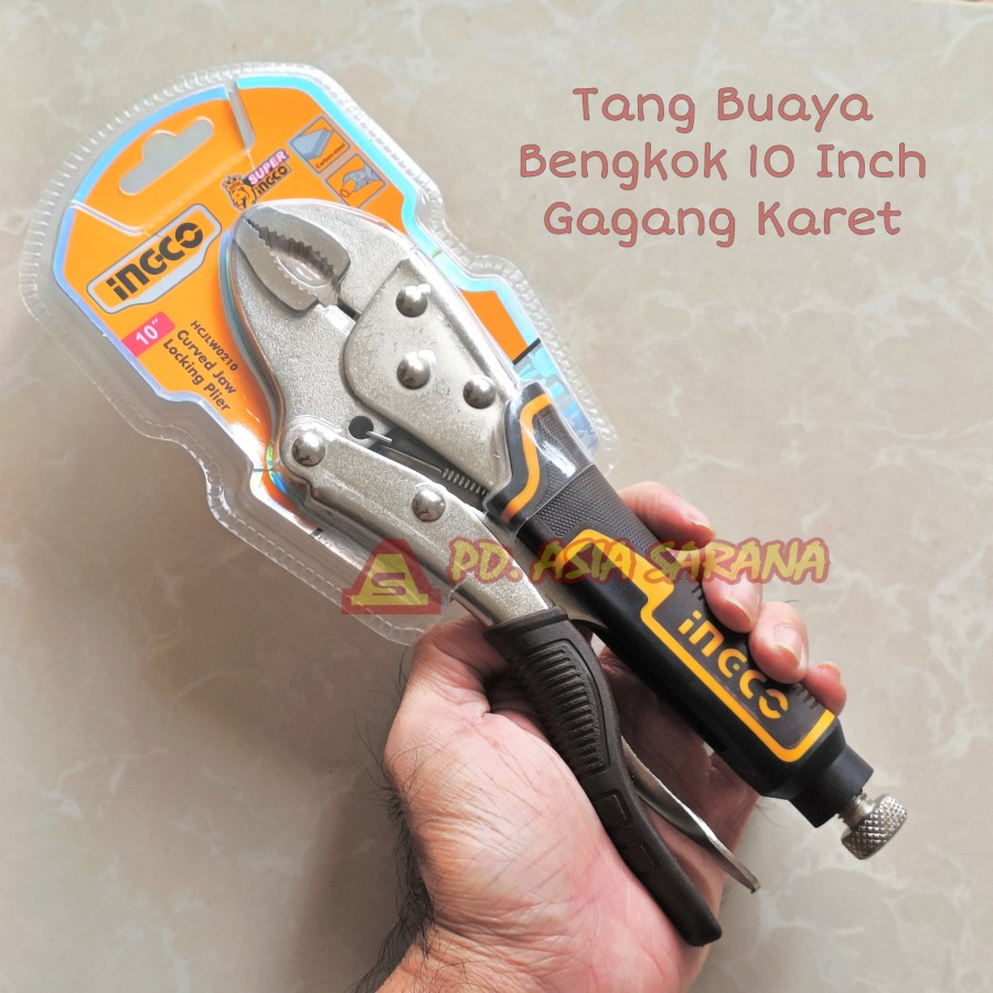 Tang Buaya 10" Inch Bengkok INGCO HCJLW0210 Jepit Locking Plier Curve