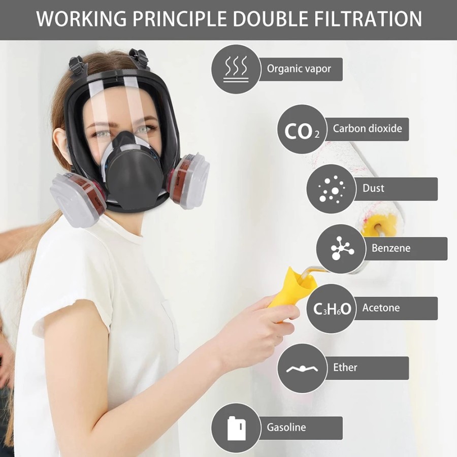 Masker Full Face Respirator Gas Cat Amonia Filter Debu Safety 6001 - 6800 No.3