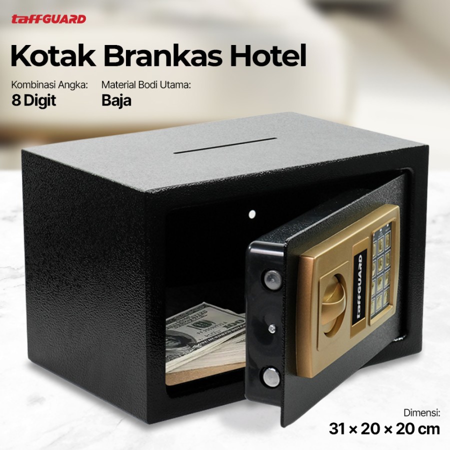 Kotak Brankas 31x20x20cm Lubang Baja Hotel Password Kode Safety Box Rumah 20E