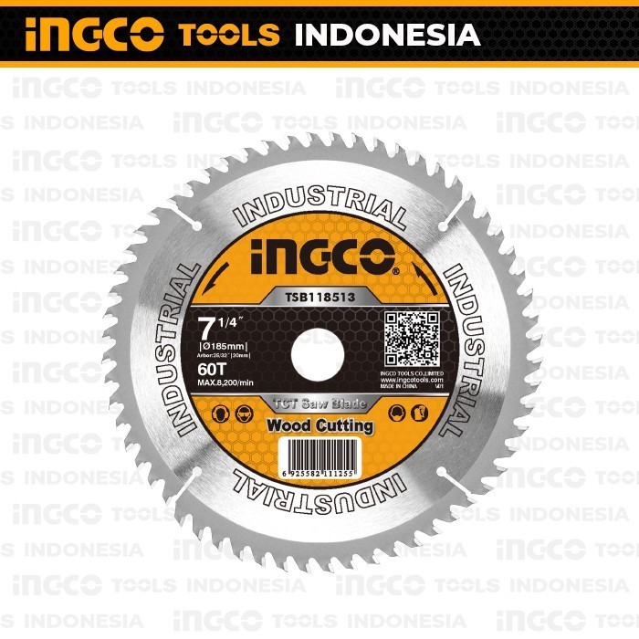 Circular Saw Blade 7 1/4" x 60T INGCO TSB118513 TCT Mata Gergaji Kayu