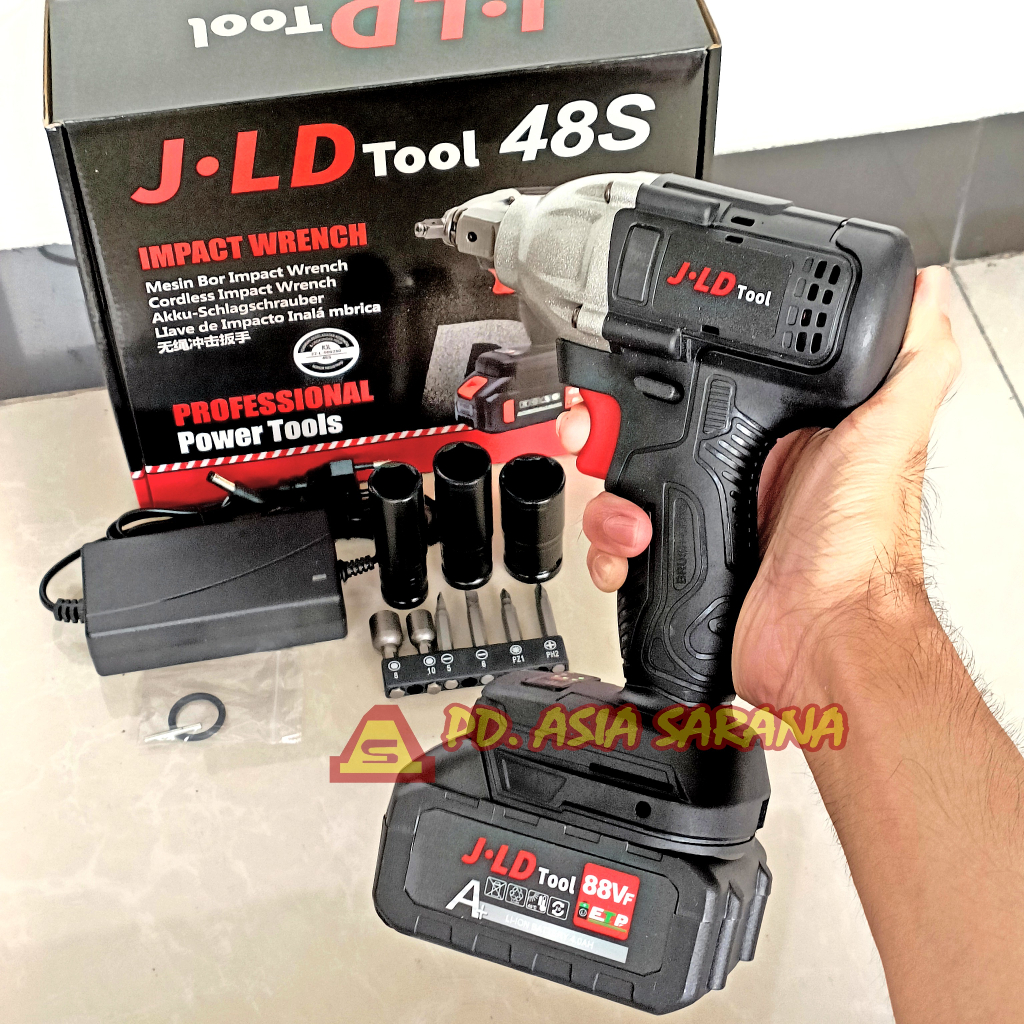 Cordless Impact Wrench 88Vf Brushless JLD 48S Mesin Bor Baut Baterai